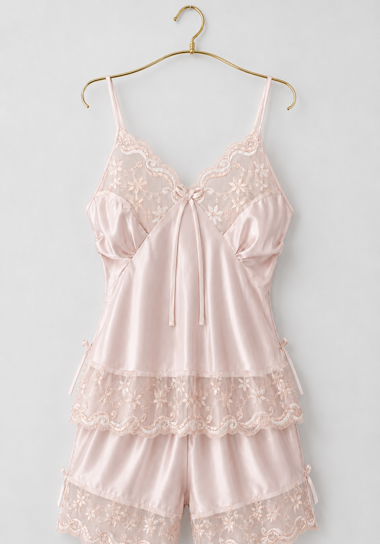 Cami Short Set: Shoulder Strap Satin Cami And Short Set