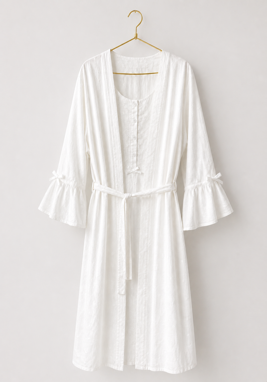 Maternal Robe Set: Short Sleeve Nighty And Robe