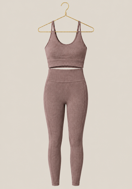 Sports Shaper Set: Shoulder Strap Sports Bra Top And Hi Waist Leggings Shaper