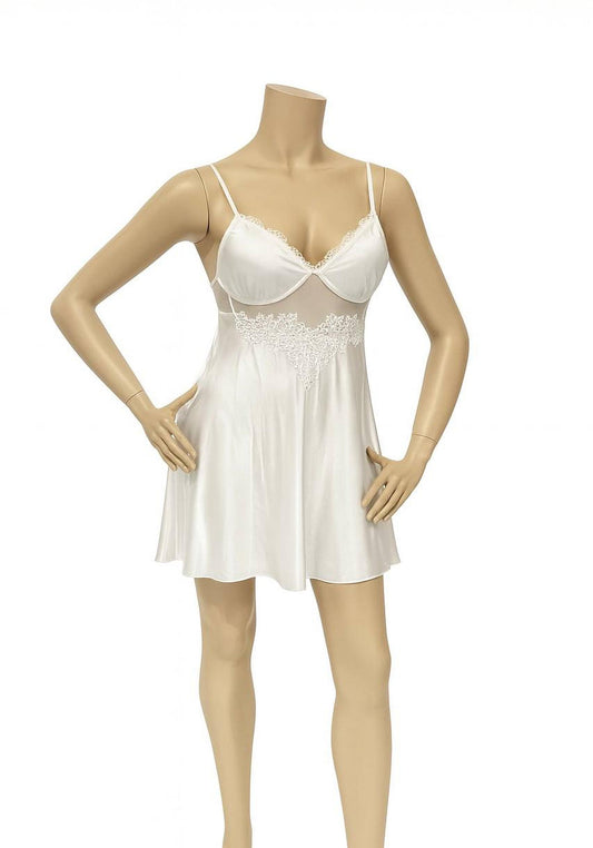 Bridal Short Night Gown And Robe Set With Lace