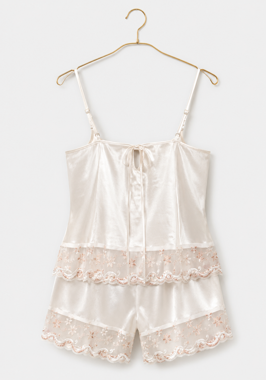 Cami Short Set: Shoulder Strap Satin Cami And Short Set