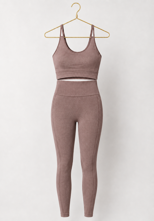 Sports Shaper Set: Shoulder Strap Sports Bra Top And Hi Waist Leggings Shaper