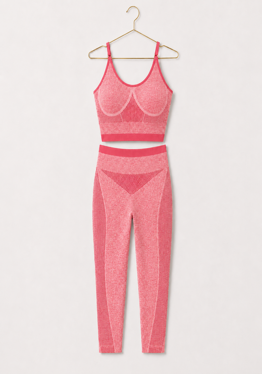 Sports Shaper Set: Shoulder Strap Sports Bra Top And Hi Waist Leggings Shaper