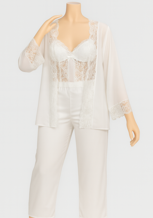 LNGR 3 Piece Satin Pajama