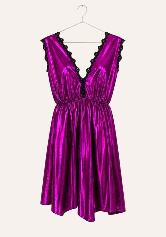 Short Nighty: Disko Sleeveless V Front And Back Opening Short Nighty