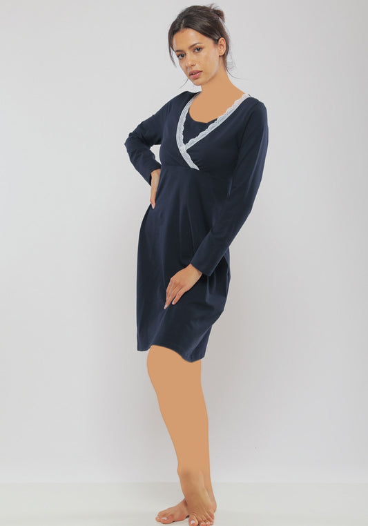 Maternal Long Sleeves Short Nighty