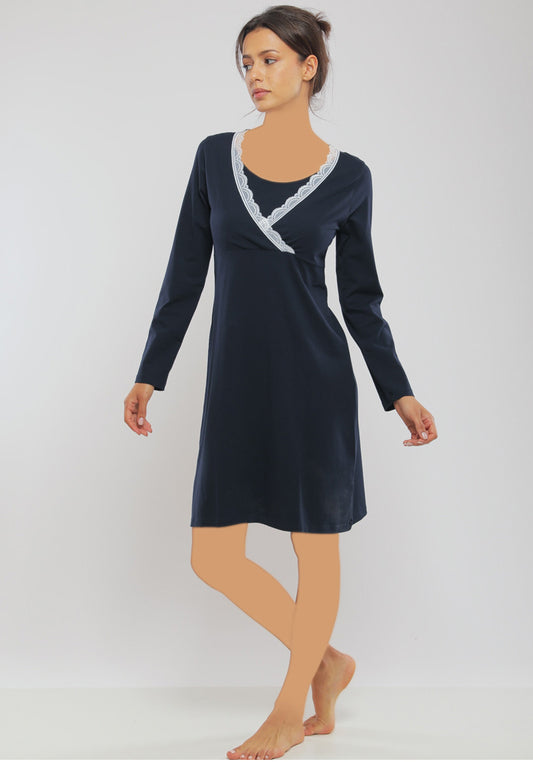 قميص نوم قصير بأكمام طويلة للأمهات