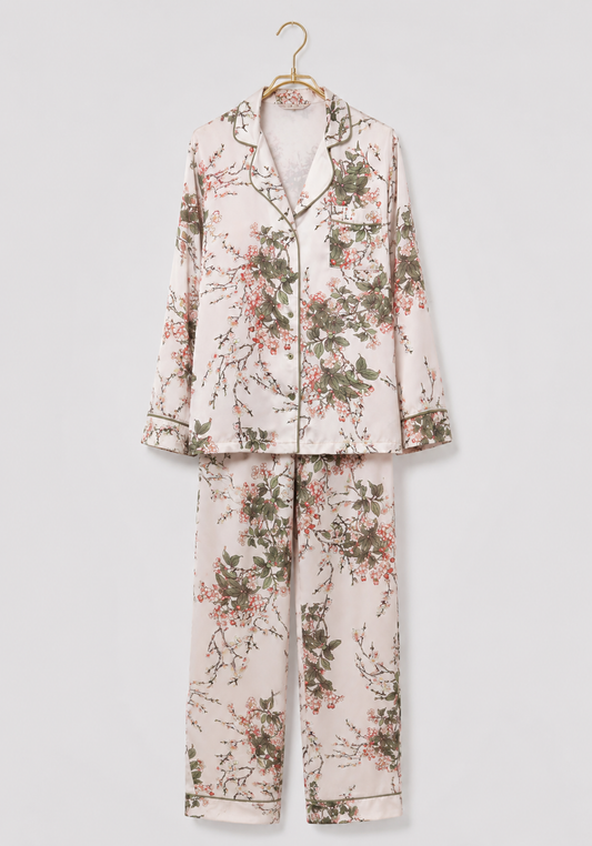 Satin Collar Button Long Sleeve Pajamas