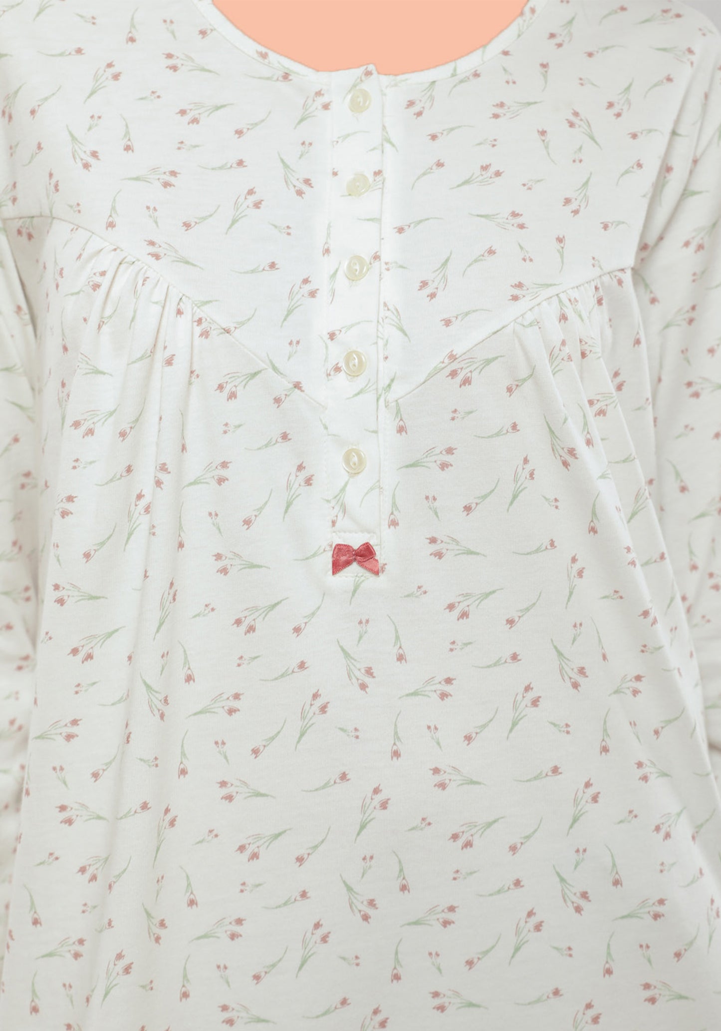 قميص نوم طويل بأكمام طويلة ومقاس كبير من القطن بنسبة 100%