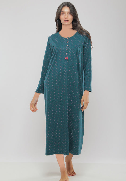 Plus 100% Cotton Plus Size Long Sleeve Long Nighty