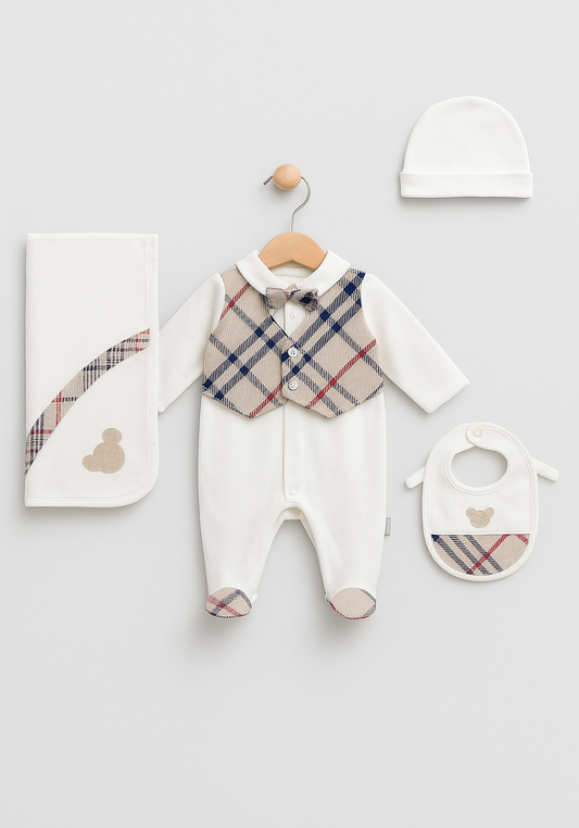 Baby Set Of 4: Romper, Cap, Banner, Blanket