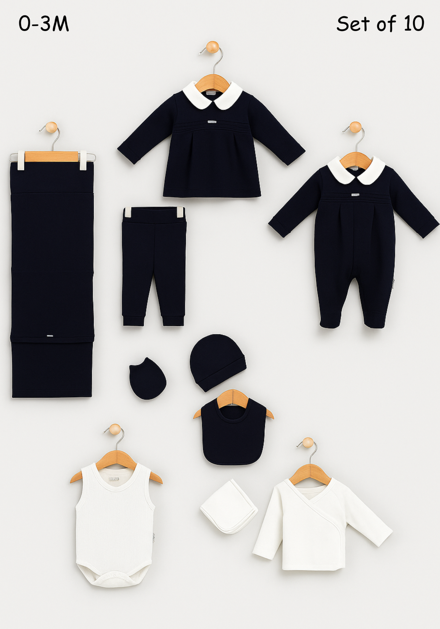 Baby Set Of 10: Romer, Top Pant, Undershirt, Banner, Cap, Blanket, Gloves, Robe, Towel