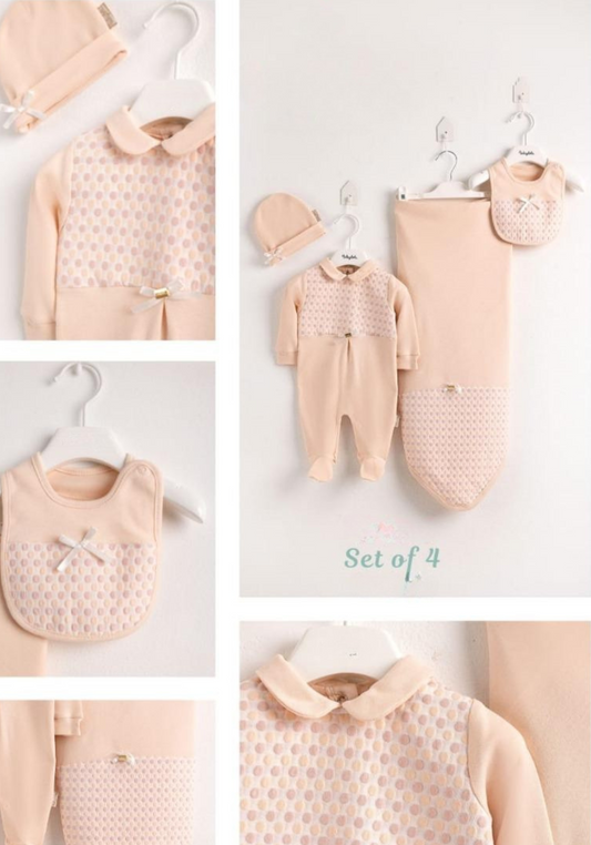 Baby Set Of 4: Romper, Cap, Banner, Blanket