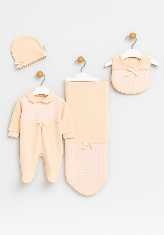 Baby Set Of 4: Romper, Cap, Banner, Blanket