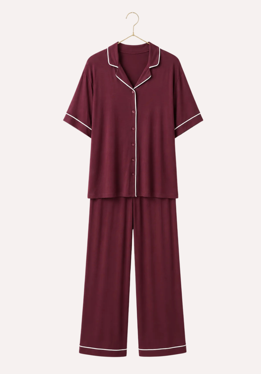 Oversize Short Sleeve Collar Button Pajamas