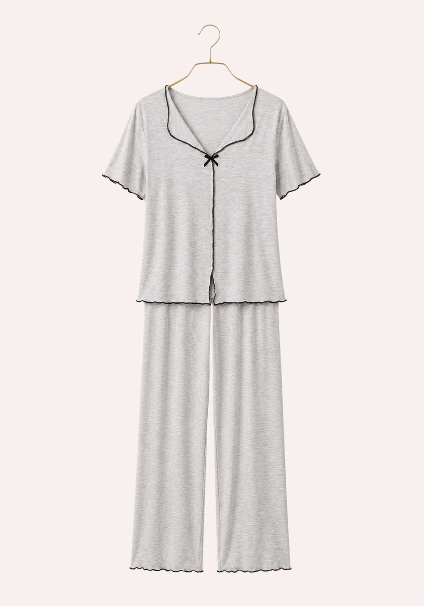 Plain Short Sleeve Cropped Top And Pant Pajamas