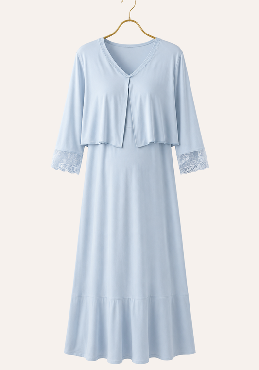 Long Sleeve Long Nighty And Long Sleeve Long Robe Set