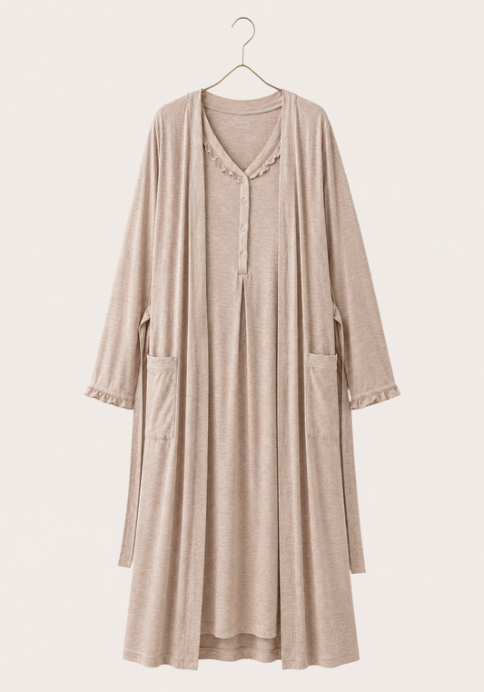 Maternal 2 Piece Long Robe And Nightgown Set