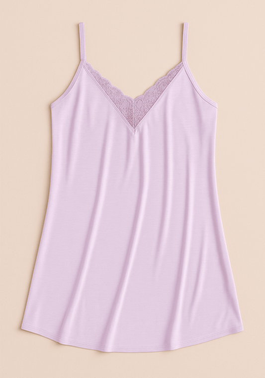 Modal Nighty: Shoulder Strap V-Lace Nighty