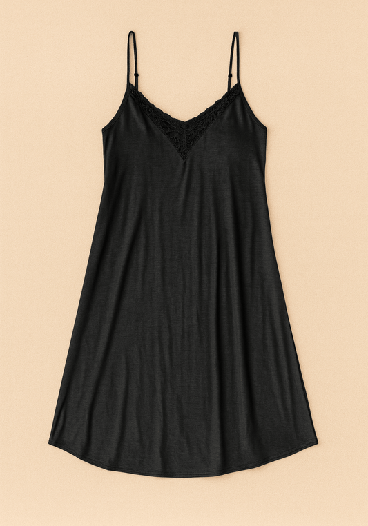 Modal Nighty: Shoulder Strap V-Lace Nighty