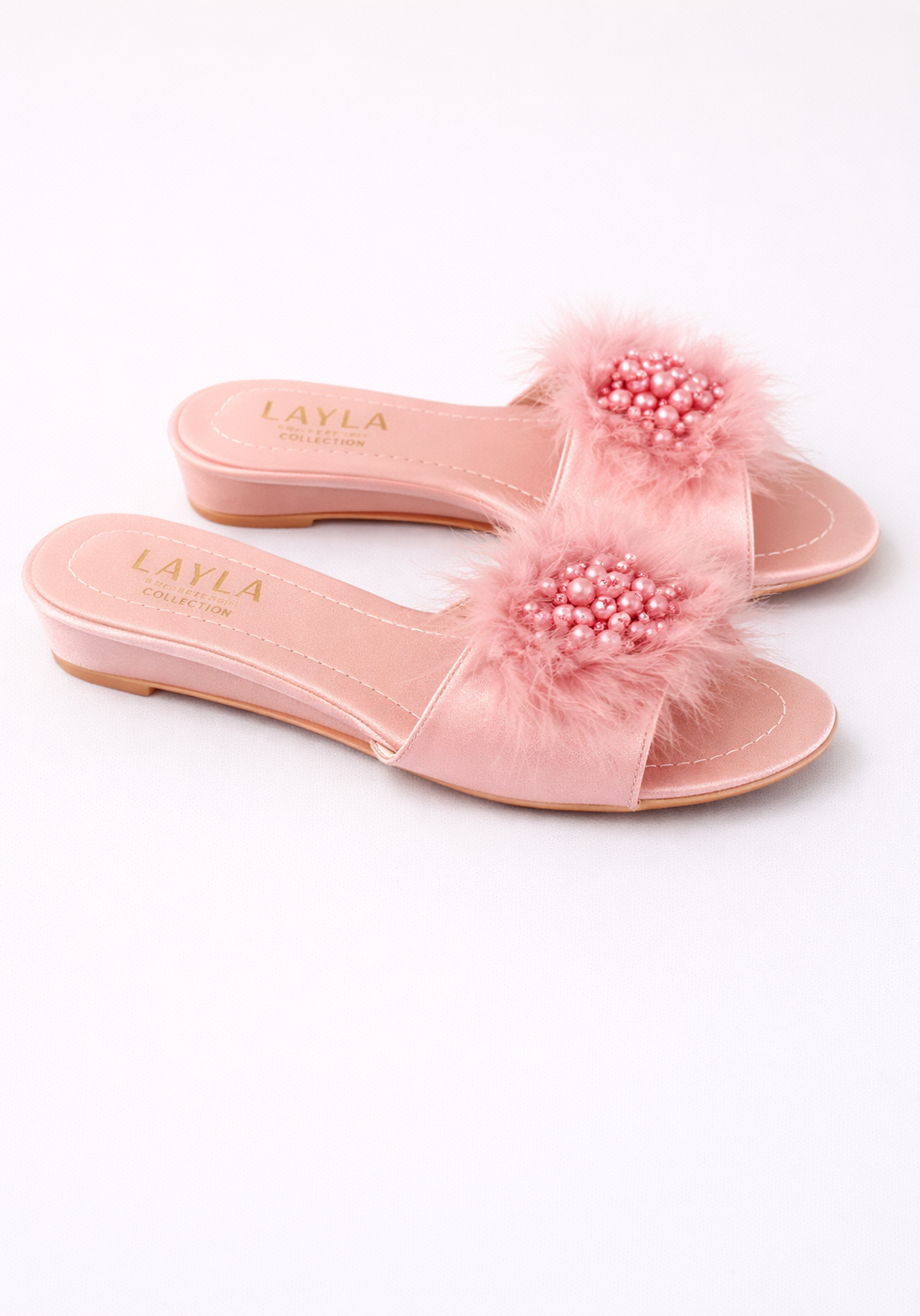 3Cm Heel With Applique Furr Slippers
