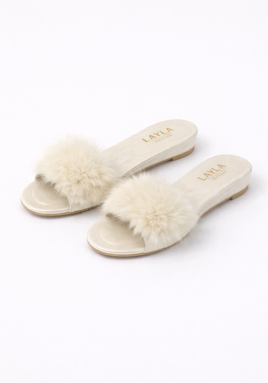 3Cm Heel With Furr Slippers