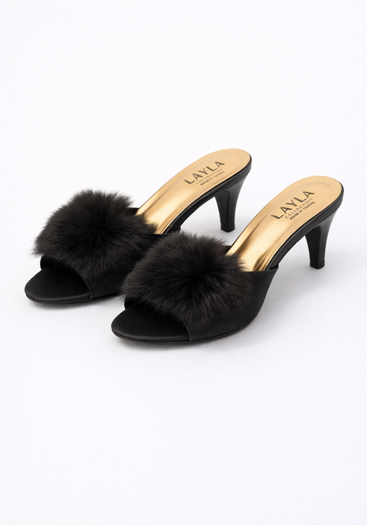 8Cm Heel With Furr Slippers