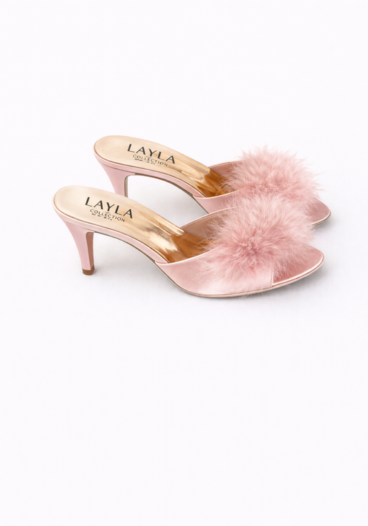 10Cm Heel With Furr Slippers