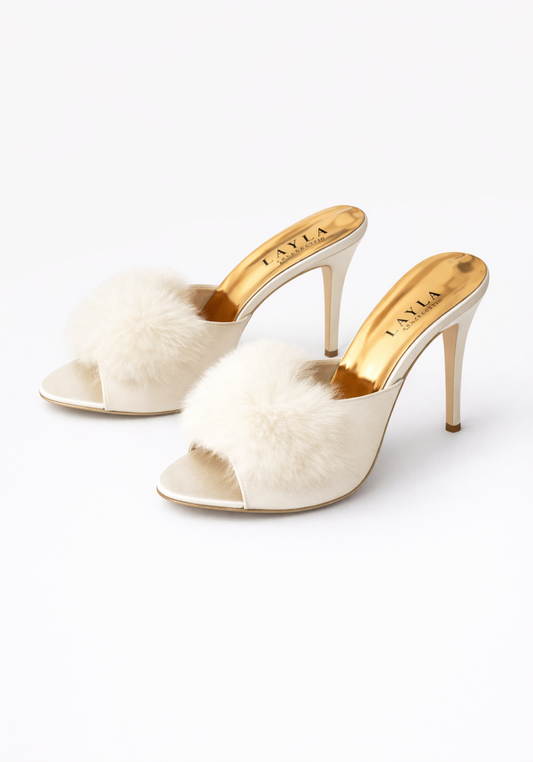 12Cm Heel With Furr Slippers