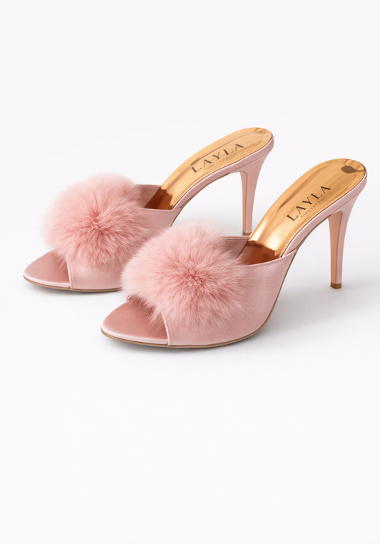 12Cm Heel With Furr Slippers
