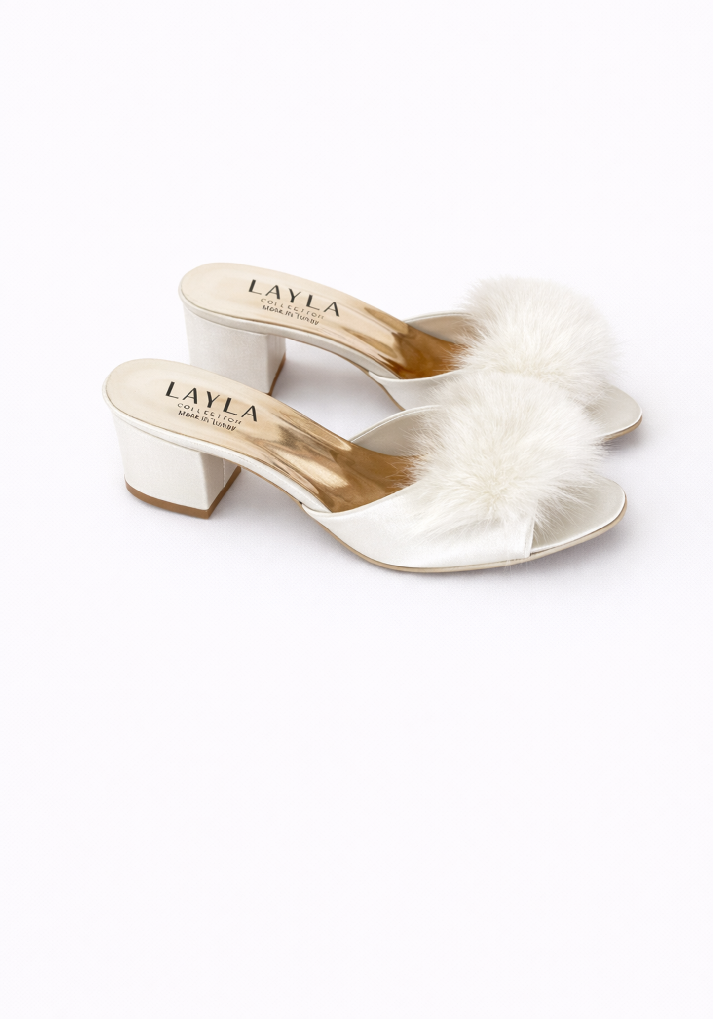 5Cm Heel With Applique Furr Slippers