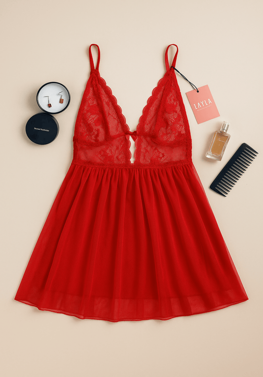 Babydoll: Lace Front Open Back Toullele Babydoll