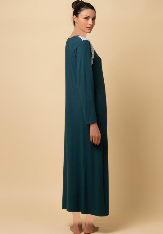 قميص نوم طويل بأكمام طويلة من القطن بنسبة 100% من S&L