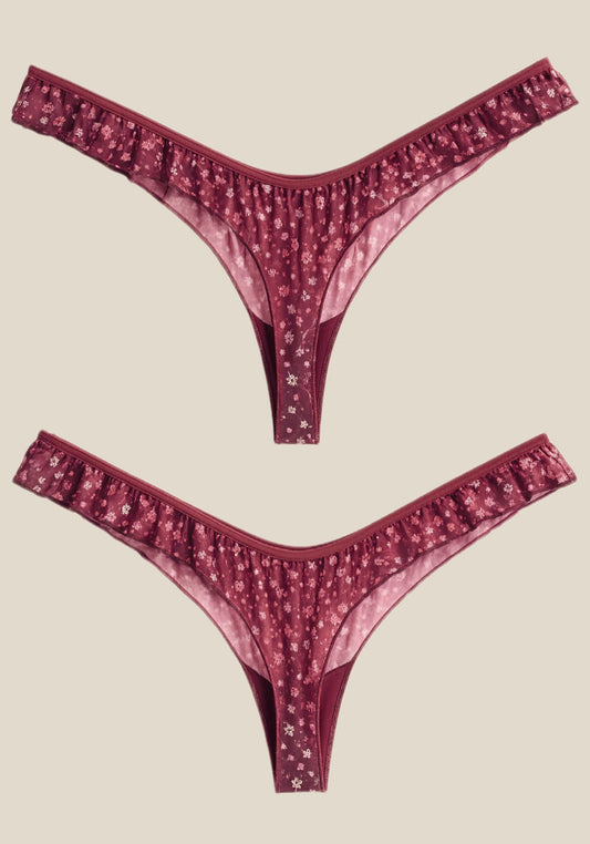 Floral Print Mesh Panties