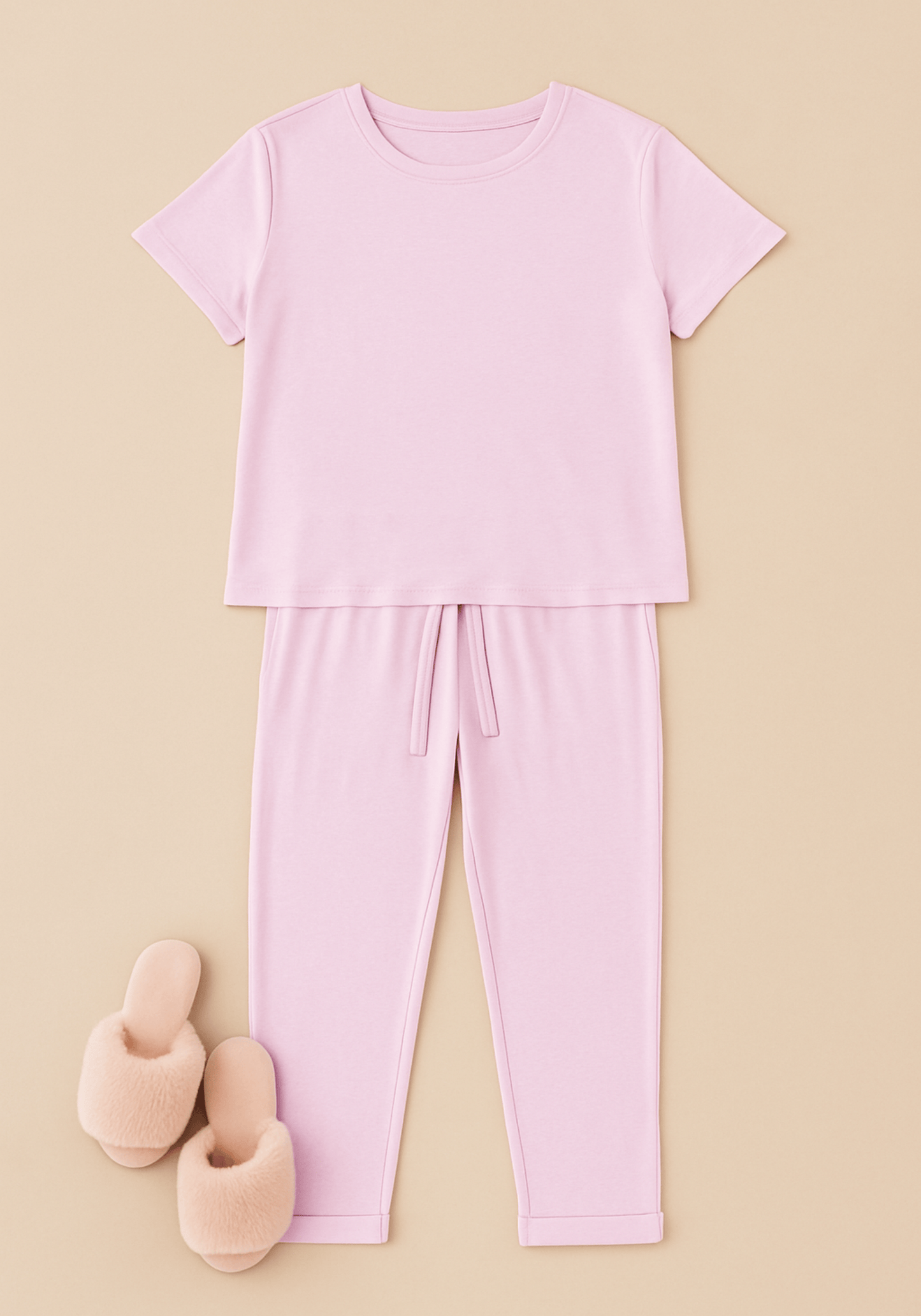 Modal Pajama: Short Sleeves Top And Pants With Lace Details