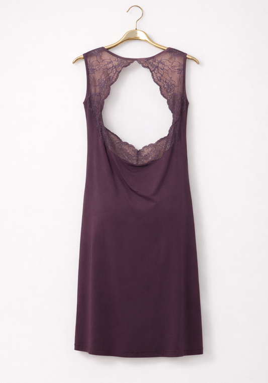 Viscose Sleeveless V Lace Collar Short Nighty