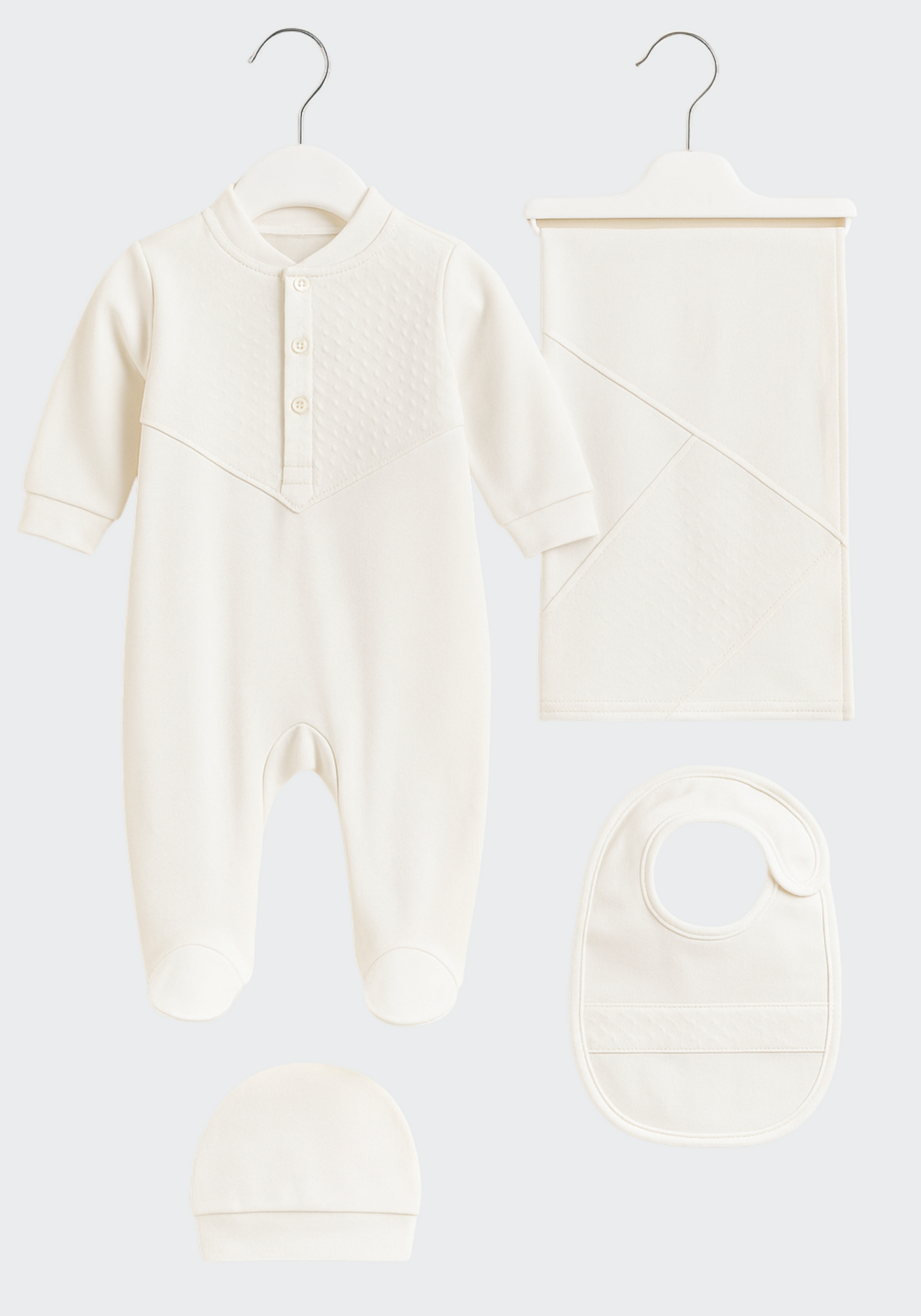 Baby Set Of 4: Romper, Cap, Banner, Blanket