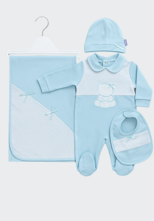Baby Set Of 4: Romper, Cap, Banner, Blanket