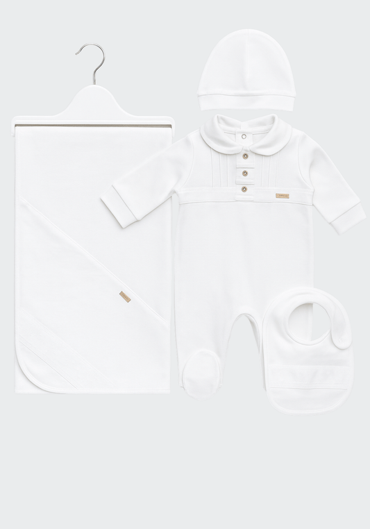 Baby Set Of 4: Romper, Cap, Banner, Blanket