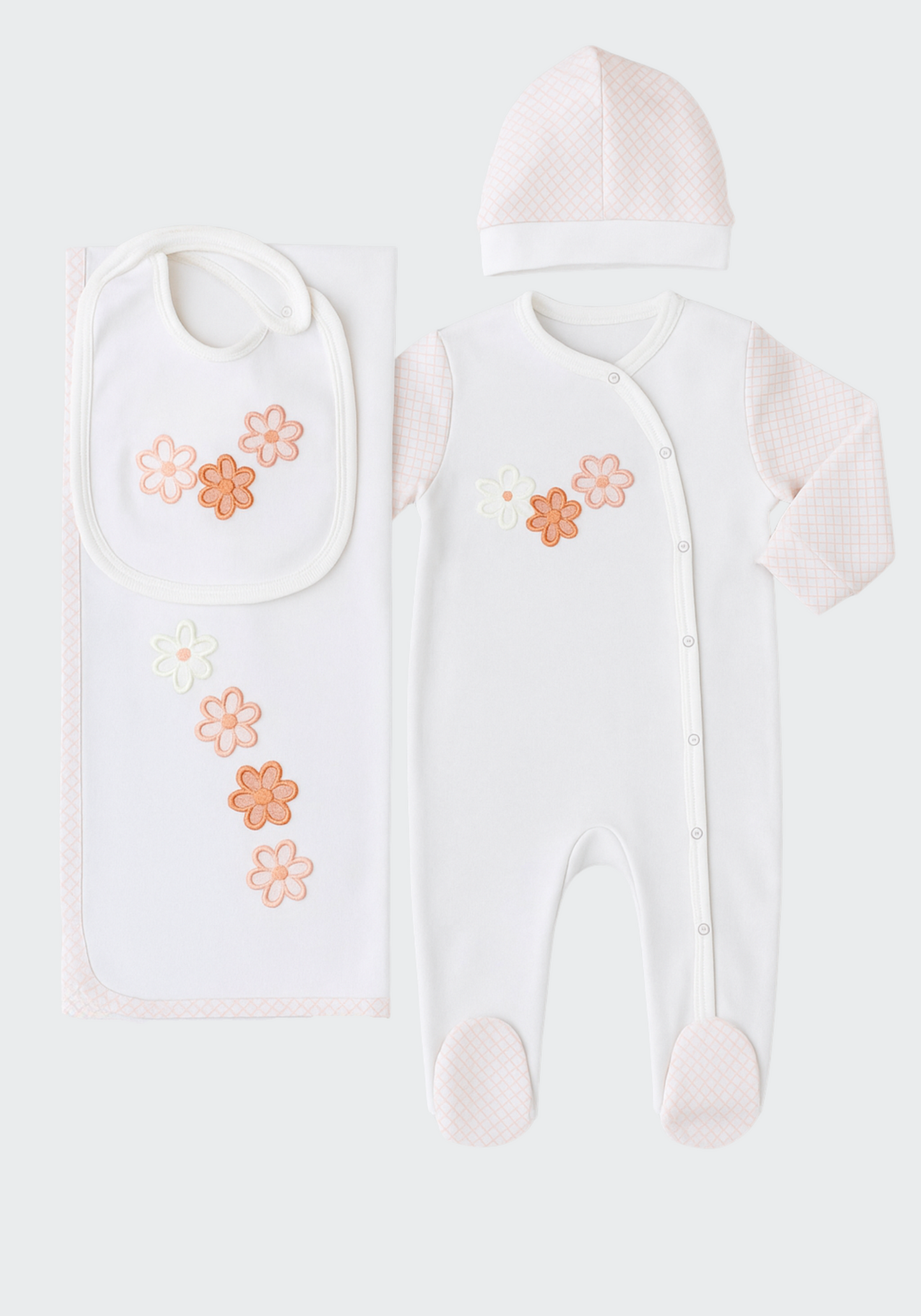 Baby Set Of 4: Romper, Cap, Banner, Blanket