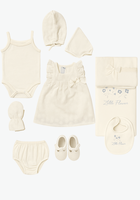 Baby Set Of 10: Romer, Top Pant, Undershirt, Banner, Cap, Blanket, Gloves, Robe, Towel