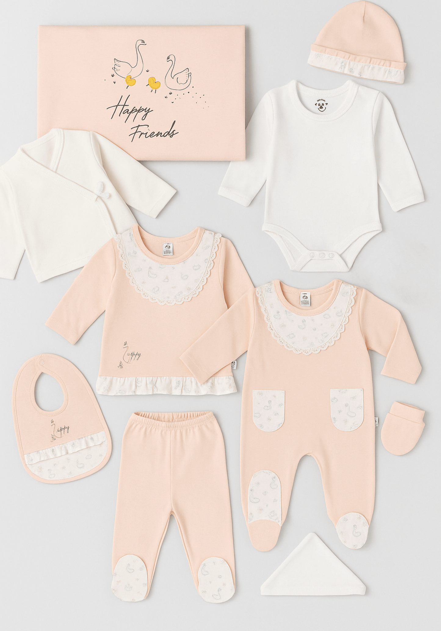 Baby Set Of 10: Romer, Top Pant, Undershirt, Banner, Cap, Blanket, Gloves, Robe, Towel