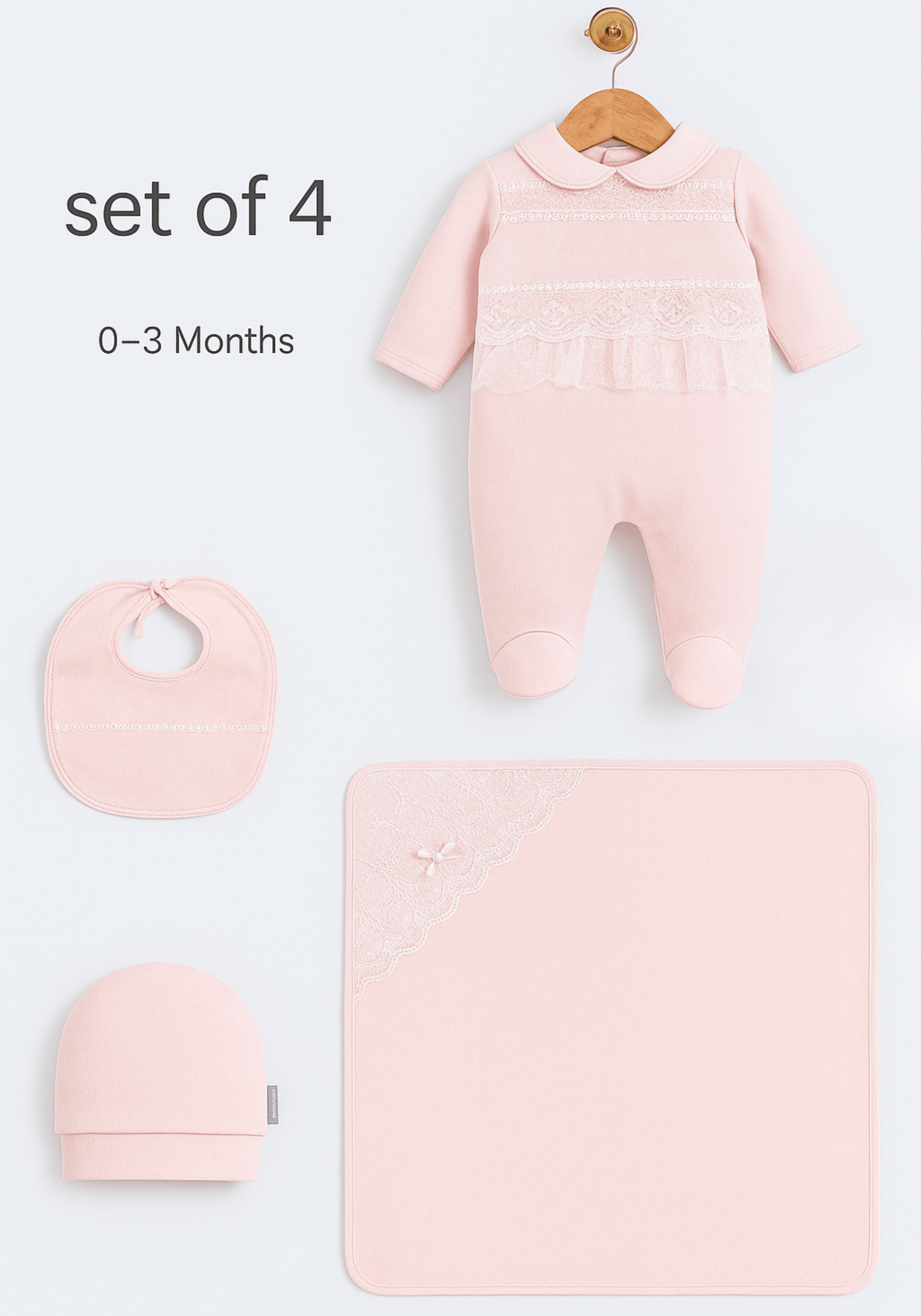 Baby Set Of 4: Romper, Cap, Banner, Blanket