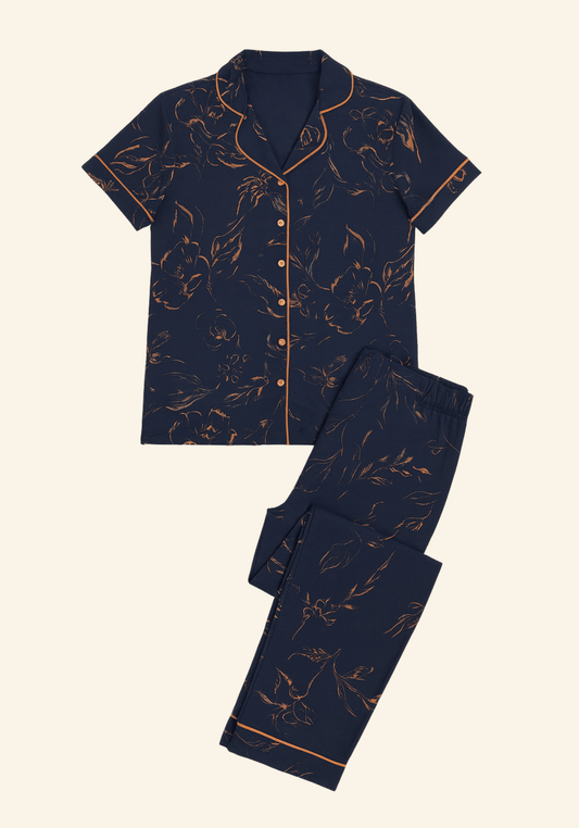 Plus Size Collar Button Short Sleeve Pajama