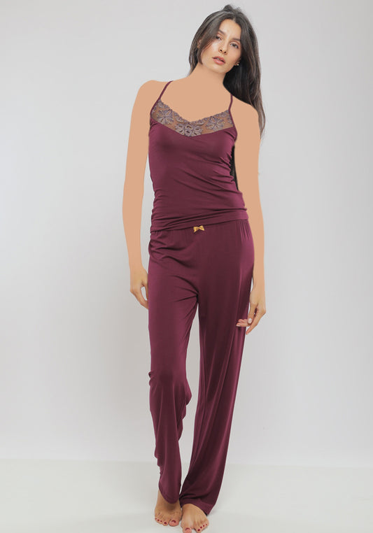 طقم دانتيل مخملي من S&L مكون من 3 قطع