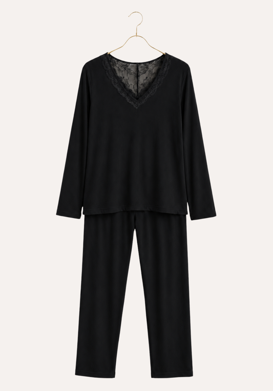 Long Sleeve Lace Cotton Pajama