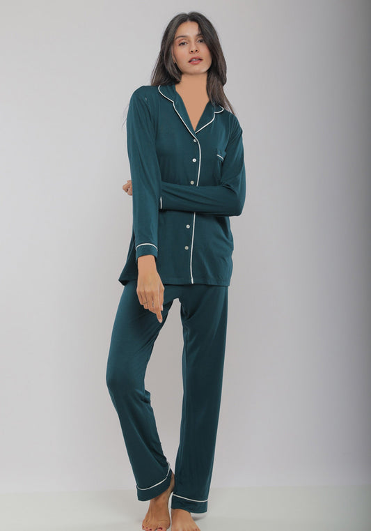 S&L Long Sleeve Collar Button Pajama