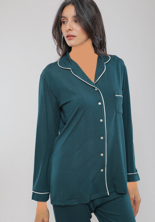 S&L Long Sleeve Collar Button Pajama