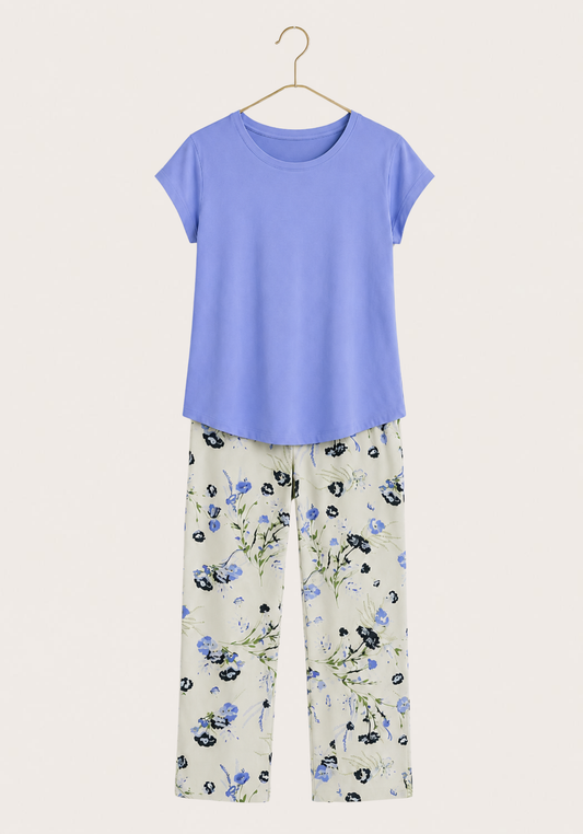 Pajamas: Short Sleeve Top And Pants (Viscose Lycra)