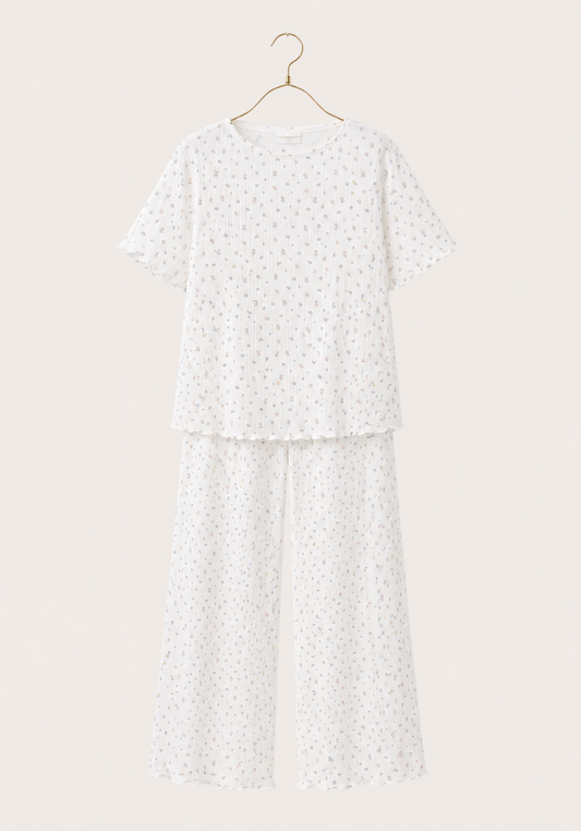 Cotton (100%) Floral Print Short Sleeves Pajamas